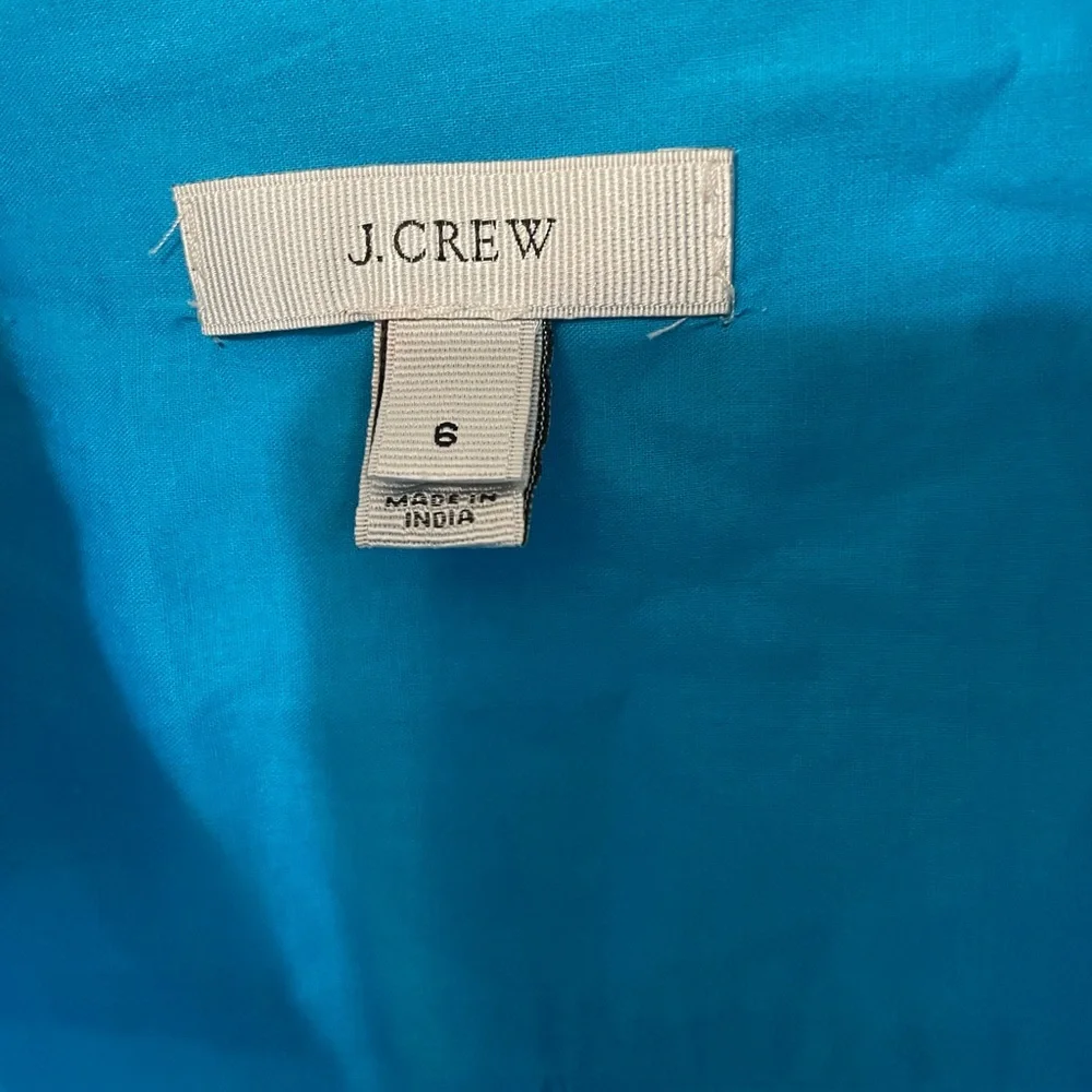 J. Crew pullover long sleeve Aqua Blue Half button up lightweight Blouse 6